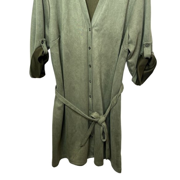 J for Justify Womens 3X Faux Suede Tunic Top Button Front Belted Casual Plus - Picture 4 of 13